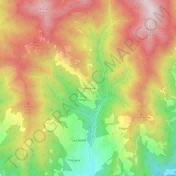 Topografische kaart Caffaraccia, hoogte, reliëf