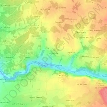 Topografische kaart La Garnière, hoogte, reliëf