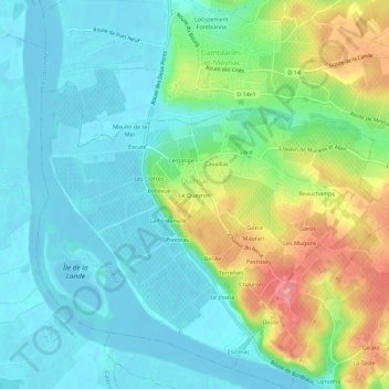 Topografische kaart Le Queyron, hoogte, reliëf