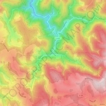 Topografische kaart Glashütte, hoogte, reliëf