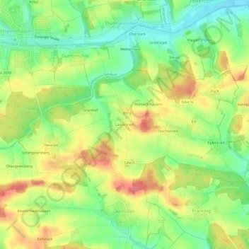 Topografische kaart Lanzenried, hoogte, reliëf