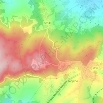 Topografische kaart Bosco Faiete, hoogte, reliëf