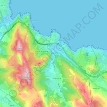 Topografische kaart Ontón, hoogte, reliëf