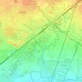 Topografische kaart Sabbio, hoogte, reliëf