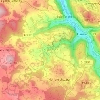 Topografische kaart Thuisbrunn, hoogte, reliëf