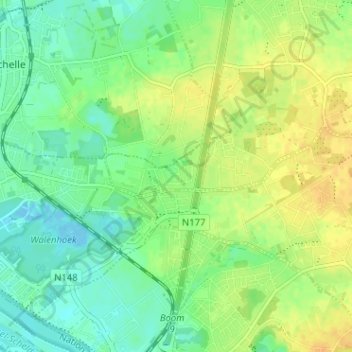 Topografische kaart Koekoek, hoogte, reliëf