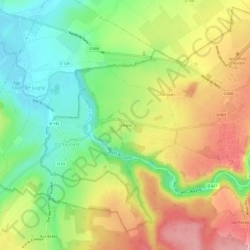 Topografische kaart Orbigny, hoogte, reliëf