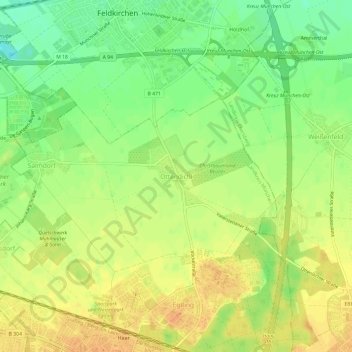Topografische kaart Ottendichl, hoogte, reliëf