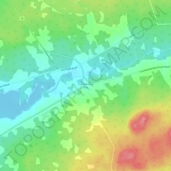 Topografische kaart Cumberland Bay, hoogte, reliëf