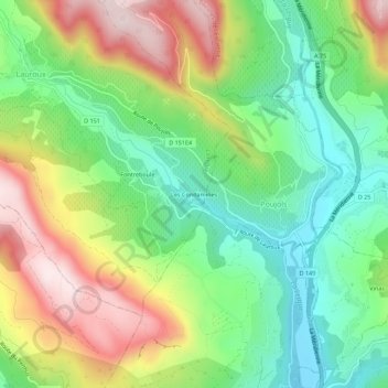 Topografische kaart Les Condamines, hoogte, reliëf