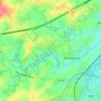 Topografische kaart Marais, hoogte, reliëf