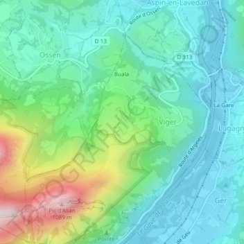 Topografische kaart Lahore, hoogte, reliëf