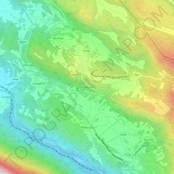 Topografische kaart Frascara, hoogte, reliëf
