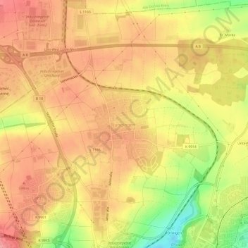 Topografische kaart Jungingen, hoogte, reliëf