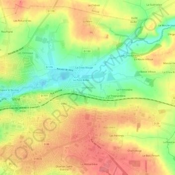Topografische kaart Le Plessis, hoogte, reliëf