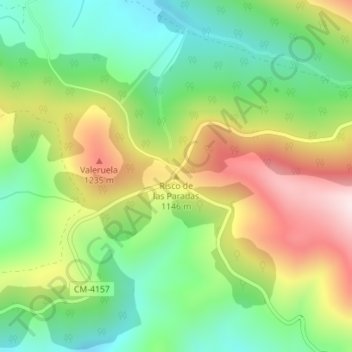 Topografische kaart Risco de las Paradas, hoogte, reliëf