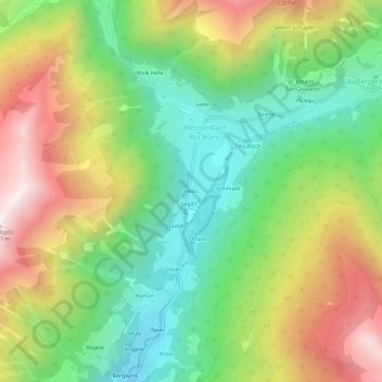 Topografische kaart Heiss, hoogte, reliëf