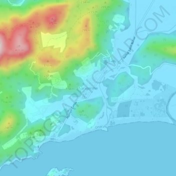 Topografische kaart Sarıgerme, hoogte, reliëf