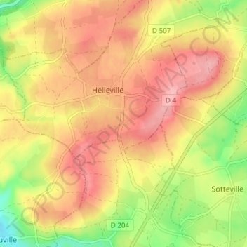 Topografische kaart Le Damet, hoogte, reliëf