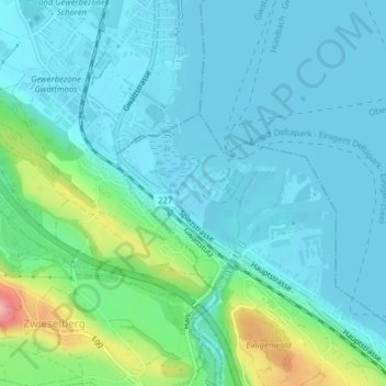 Topografische kaart Einigen, hoogte, reliëf