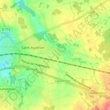 Topografische kaart Hent Meur, hoogte, reliëf