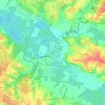Topografische kaart Sables, hoogte, reliëf
