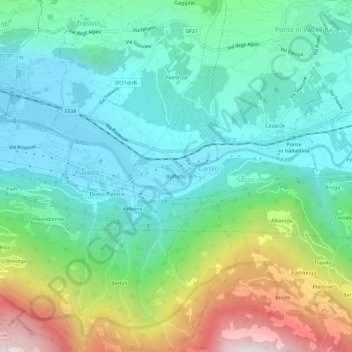 Topografische kaart Boffetto, hoogte, reliëf