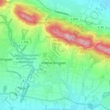 Topografische kaart Wittekindshof, hoogte, reliëf