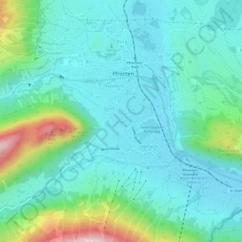 Topografische kaart Ösch, hoogte, reliëf
