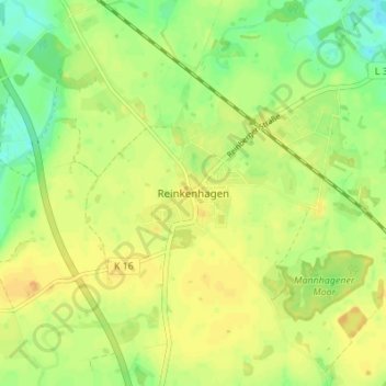 Topografische kaart Reinkenhagen, hoogte, reliëf
