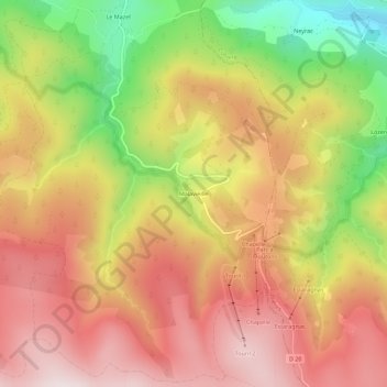 Topografische kaart Malavieille, hoogte, reliëf