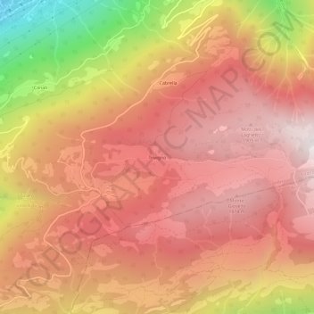 Topografische kaart Trivigno, hoogte, reliëf