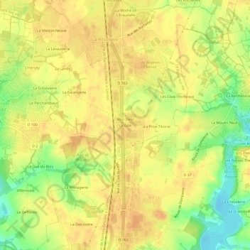 Topografische kaart La Gîte, hoogte, reliëf