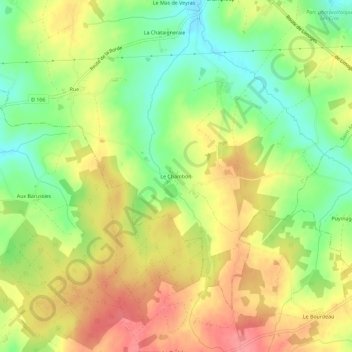 Topografische kaart Le Chambon, hoogte, reliëf