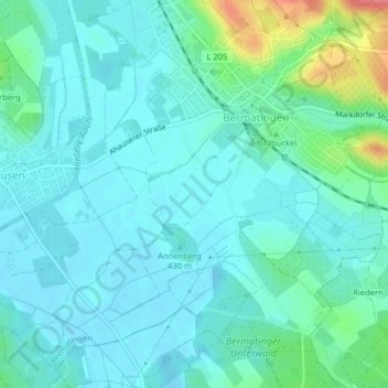 Topografische kaart Hard, hoogte, reliëf