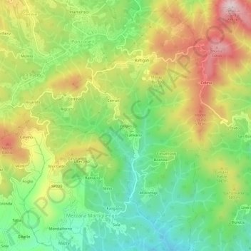 Topografische kaart Vioglio, hoogte, reliëf