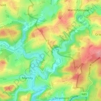Topografische kaart Menugoutte, hoogte, reliëf