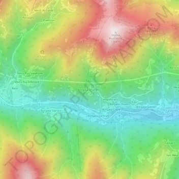 Topografische kaart Borgata Chiaronto, hoogte, reliëf