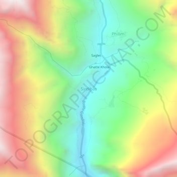 Topografische kaart Sirdibas, hoogte, reliëf