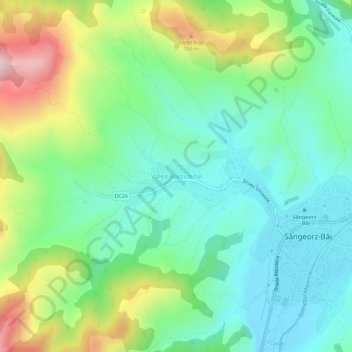 Topografische kaart Valea Borcutului, hoogte, reliëf