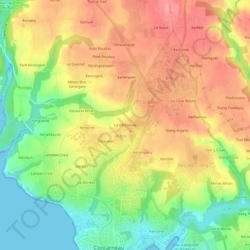 Topografische kaart La Villeneuve, hoogte, reliëf