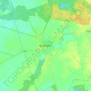 Topografische kaart Beiersdorf, hoogte, reliëf