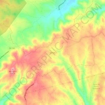 Topografische kaart Santos, hoogte, reliëf