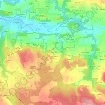 Topografische kaart Locmaria, hoogte, reliëf