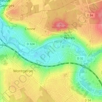 Topografische kaart Résidence de la Grande Prairie, hoogte, reliëf