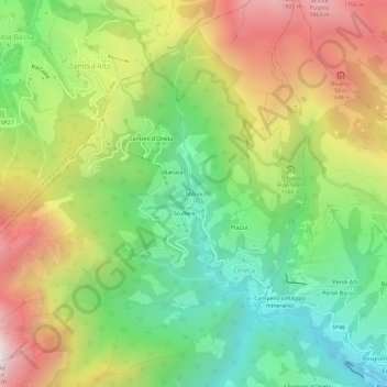 Topografische kaart Molini, hoogte, reliëf