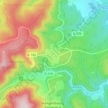 Topografische kaart Obersteigen, hoogte, reliëf