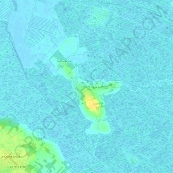 Topografische kaart Hiers, hoogte, reliëf