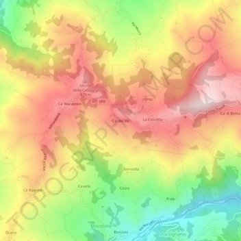 Topografische kaart Ca' del Re, hoogte, reliëf