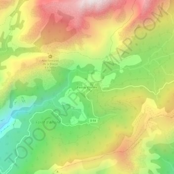 Topografische kaart Paisolu d'Aïtone, hoogte, reliëf